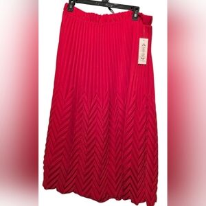 Nanette Lepore NWT Red Pleated Skirt Large - Waist Stretch 40 - Length - 31